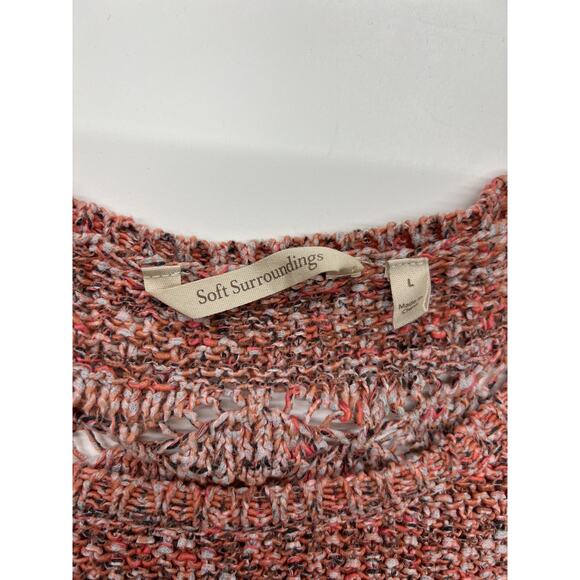 Soft Surrounding Sweater burnt orange/brick red knited 3/4 sleeve L - Picture 6 of 7